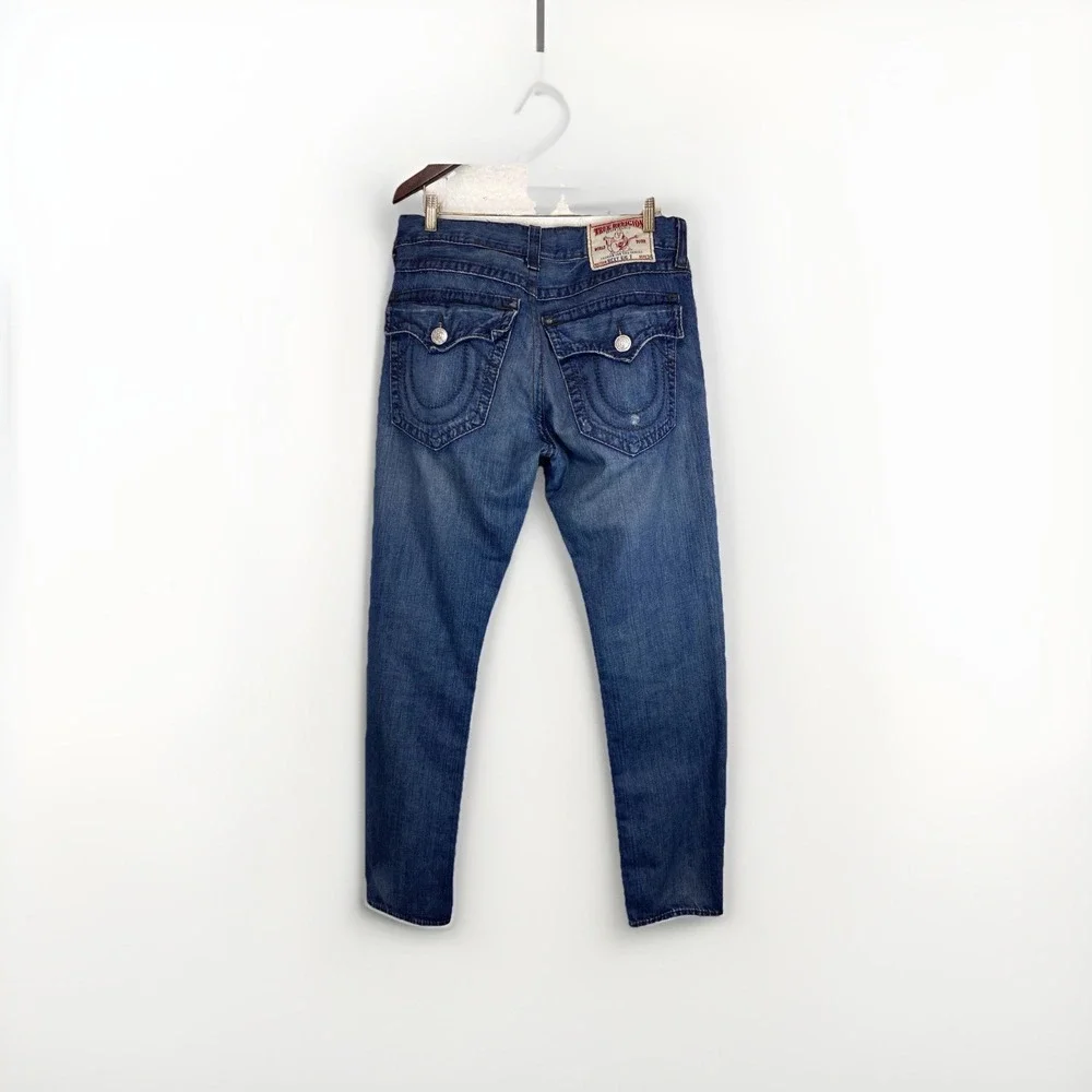 True Religion‎ Ricky Big T Jeans VTG White Stitch RARE Size 36 USA Flap Pocket